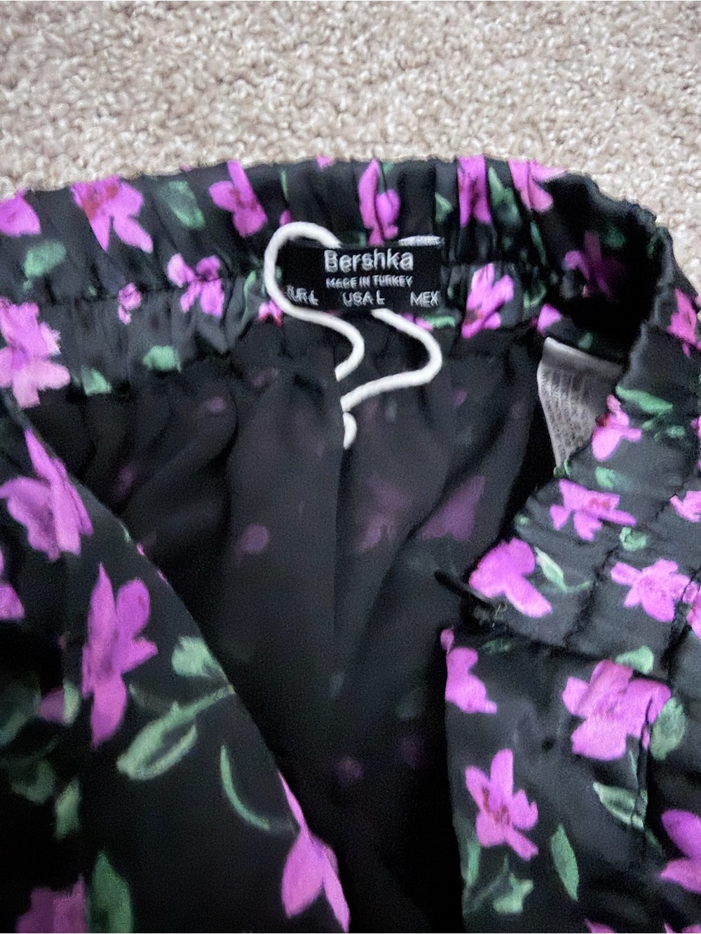 Bershka Black Maxi Skirt with Pink Floral Print - Picture 4 of 4